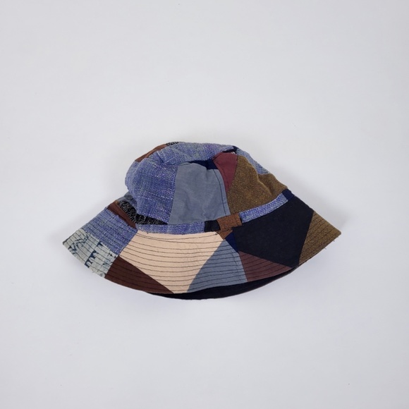 Patchwork bucket hat hemp cotton lined 90s y2k neutral earth tones - Picture 4 of 13
